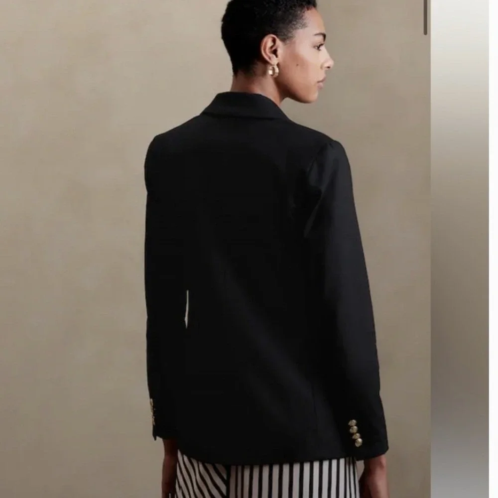 Banana Republic ICON BLAZER Double Breasted Gold Button Blazer Size 12 - Picture 10 of 10